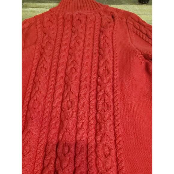 L.L. Bean Cotton Cableknit Full Zip‎ Cardigan Red size Medium - Picture 9 of 9